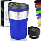 Milu Thermobecher Isolierbecher Kaffeebecher to go - 210ml 100% Auslaufsicher - Trinkbecher aus Edelstahl - Autobecher doppelwand Isolierung - Thermo Becher - Travel Mug (Blau)
