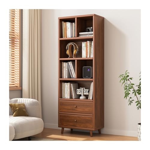 Estantería estrecha de madera con 4 niveles y doble cajón para dormitorio 3