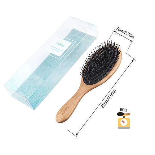 Foto von Antistatische Wildschweinborsten Haarbürste, FaSop. Professionelle Bambus Stylingbürste zur Haarentwirrung und Detangling, geeignet für nasse und trockene Haare, für glatte und lockige Haare