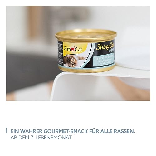 GimCat ShinyCat in Jelly Thunfisch mit Garnelen - Nassfutter mit Fisch und Taurin für Katzen - 24 Dosen (24 x 70 g) 6