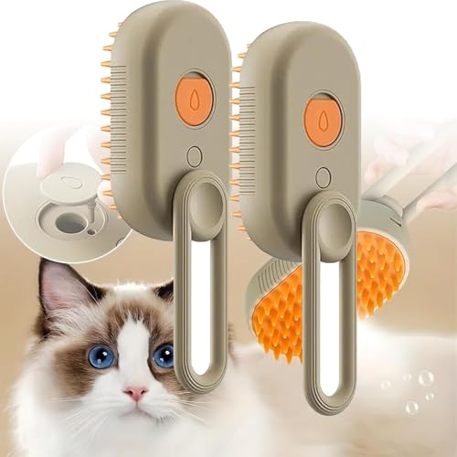 Cloud Care Cat Brush, Cloud Care Brush, Celery Pets Steam Brush, 3 in 1 Water Dog Brush with Handle, 3 in 1 Multifunctional Silicone Massager Brushes - Beige