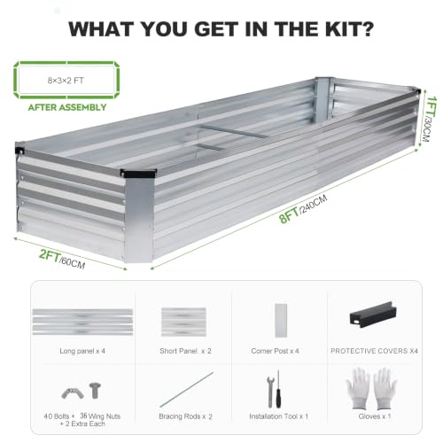 Cama de jardín elevada de metal rectangular con borde seguro 3