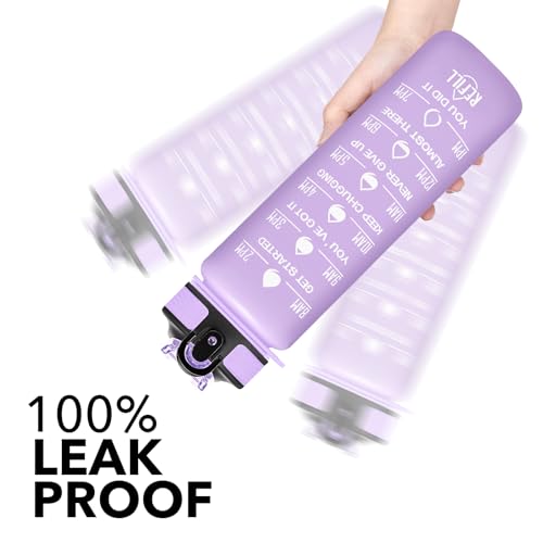 Image of Hyeta 32 oz Water Bottles with Times to Drink and Straw, Motivational Water Bottle with Time Marker, Leakproof, Drinking Sports Water Bottle for Fitness, Gym and Outdoor