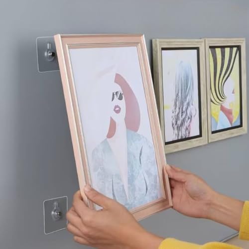 Image of Self Adhesive Wall Hooks for Hanging Strong | Transparent Heavy Duty No-Drill Hooks for Wall | Photo Frame Hooks Without Nails | Waterproof Reusable Adhesive Hook (Pack of 10)