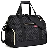 Lekesky ボストンバッグ - 33L 小さめ 軽量 旅行バッグ 靴収納 防水 機内持ち込み キャリーオンバッグ 旅行カバン がま口 折り畳み 一泊二日 ２泊 旅行/修学旅行/出張/アウトドア 機内持ち込み レディース メンズ ブラック