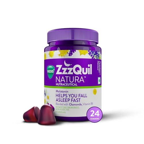 Vicks ZzzQuil Natura, Non-Addictive Melatonin Sleep Gummy, Fall Asleep Fast & Wake Up Regenerated, No Next-Day Drowsiness Pack Of 24 For Rs. 269 @ 40 %