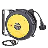 Cable 3G1,5 mm² x 10 m de longitud máxima H05VV-F; potencia máxima de 230 V CA (bobinado: 800W) (desenrrollado: 2000W); incluye un disyuntor para un apagado rápido