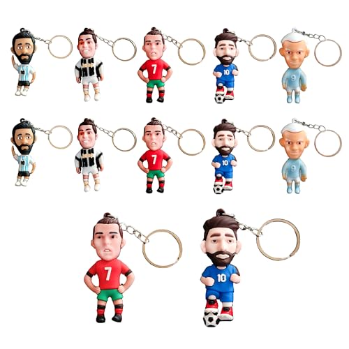 Image of Birthday Popper 12 Pcs Football Players Theme Keychains as Birthday Party Return Gifts 3D Pendant Keychains for Kids | Lightweight Key Accessories -School Bag & Backpack Charms for Boys