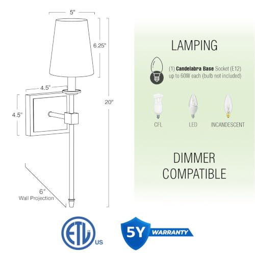 Image of Kira Home Torche 20 inch Mid Century Modern Wall Sconce for Bathroom Vanity