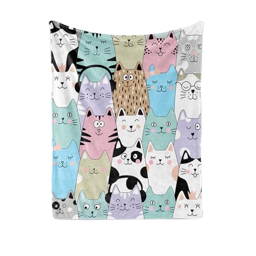IUNTWEIE Manta Estampado Gatos 130 x 150 cm, con Estampado de Animales 3D, Manta de Forro Polar Suave y cálida como Funda de sofá, Colcha para el salón (A, 130x150cm) - imagen 7