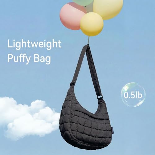 Image of Puffer Crossbody Hobo Bag for Women Nylon Quilted Purse Lightweight Shoulder Handbag with Adjustable Strap