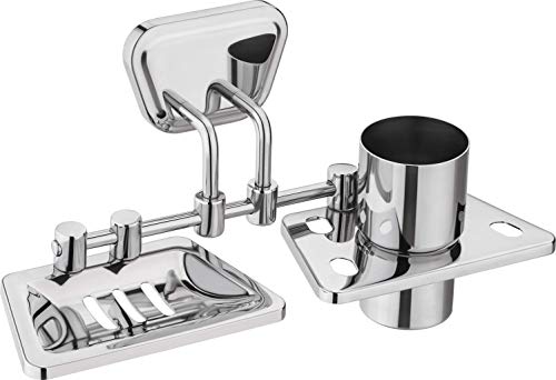 Image of Bathroom Hardware Accessories,Heavy Duty Wall Mounted,Chrome Polished Finish (Trezor, SoapDish + TumblerHolder)