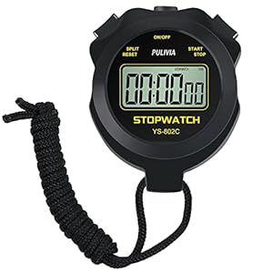 Digital Stopwatch Timer Only Stopwatch Mode, ON/OFF No Bell No Whistle Silent Basic Operation Children Friendly, PULIVIA Sport Stop watch for Coaches Kids Swimming Running, Black
