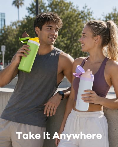 avodvo 24 oz Insulated Water Bottle with Straw, Leakproof Dual-Sip Lid - image 7