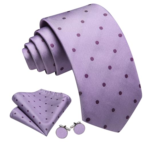 Image of Barry.Wang Ties for Men Silk Tie Sets Polka Dot Woven Necktie Pocket Square Cufflinks Business Wedding