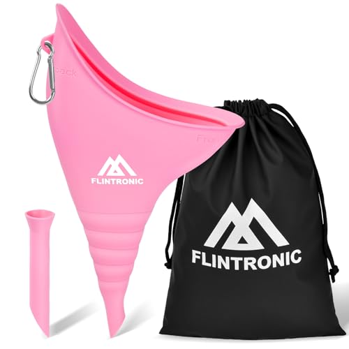 flintronic Urinella para Mujer, Urinario Portatil Mujer, Reutilizable Orinal Mujer, Orinal Embudo de Silicona para Orinar de Pie para Viajes, Actividades al Aire Libre, Camping, Festivales (Rosa)