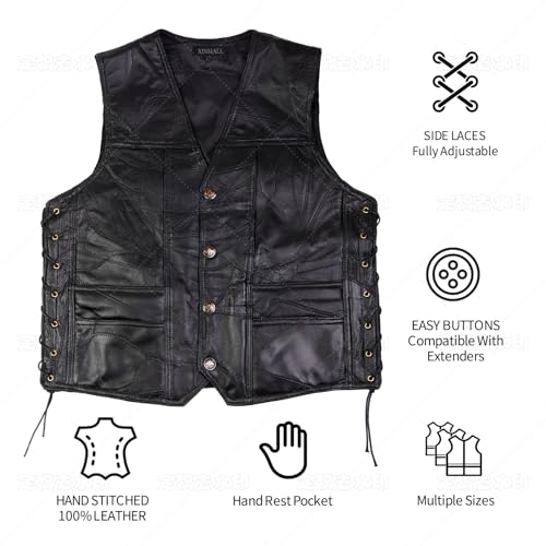 XINMALL Genuine Leather Club Vest