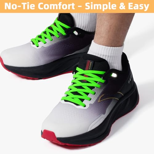 Image of Stepace 2 Pairs Elastic No Tie Shoe Laces for Kids and Adults Sneakers, Stretch Flat Tieless Shoestrings