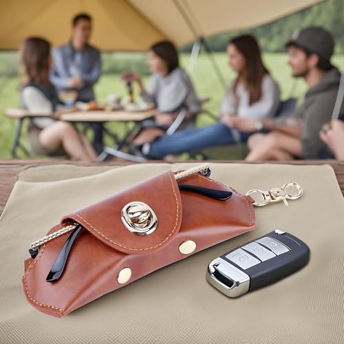 Image of Leather Sunglasses Pouch with Holster Clip, Portable Eyeglass Organizer Pouch Bags for Travel Hanging Backpack