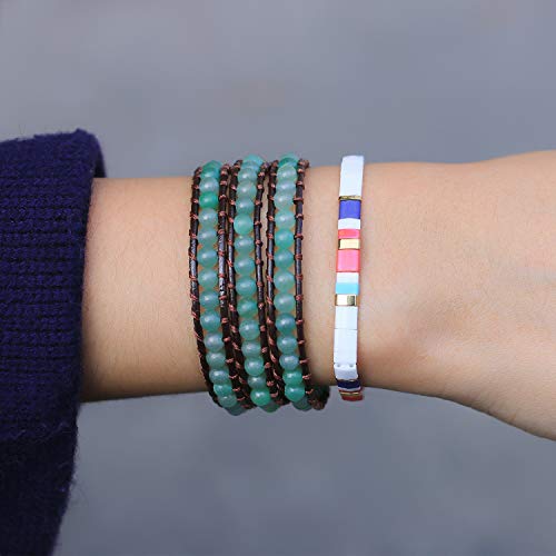 Image of KELITCH Skull 3 Wrap Leather Bracelet Punk Beaded Bracelets Stackable Gothic Bangle Bracelets