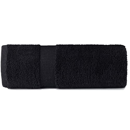 Toallas de baño 100% algodón peinado egipcio, muy suaves, mullidas y absorbentes, de secado rápido, 600 g/m² de grosor, baño, ducha o habitación de invitados, 70 cm x 125 cm (negro, algodón) Cover