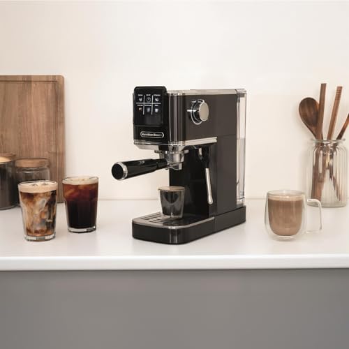 Hamilton Beach Espresso Coffee Machine, BaristaPro 5-in-1, Compact Stainless Steel, LCD Touch Screen Control, Steam Milk Frother, 20-Bar Pressure & Fast Heat, Hot & Iced Coffee, Black - HBC5210B - Image 4