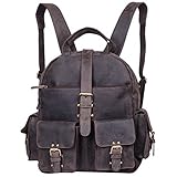 leder rucksack braun vintage 15.6 Zoll Laptops passen vertikal in das Hauptfach | Mit 13,3 Zoll Laptopfach | Daypack, Freizeitrucksack, Cityrucksack, Vintage Business Rucksack braun für Frauen