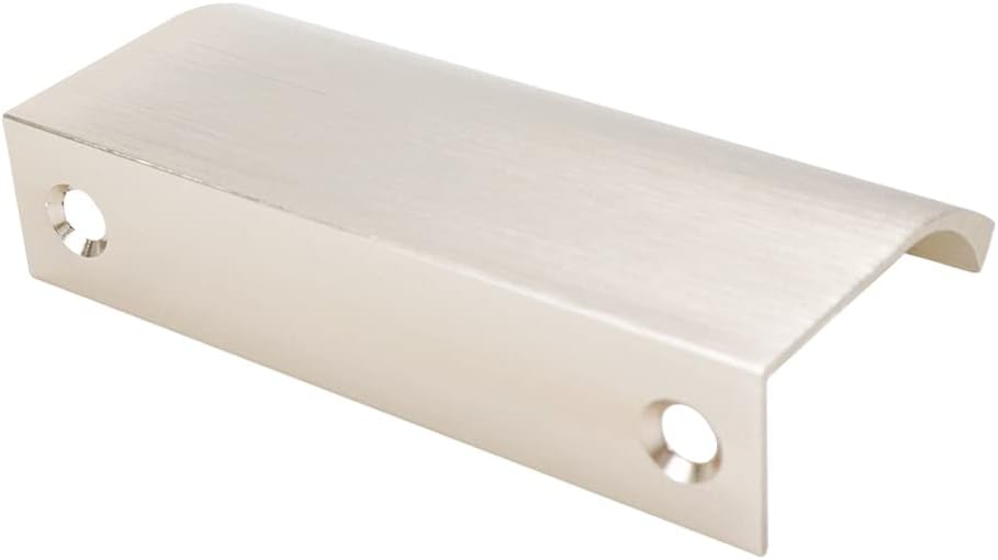 3.15 Inch Thickened Curved Edge Finger Pulls 2Pcs, 2.5 Inch Hole Spacing, Nickel Plating Aluminum Alloy Funiture Pull, Back Mount Concealed Handles for Cabinets, Cupboard, Drawer, Dresser, Wardrobe