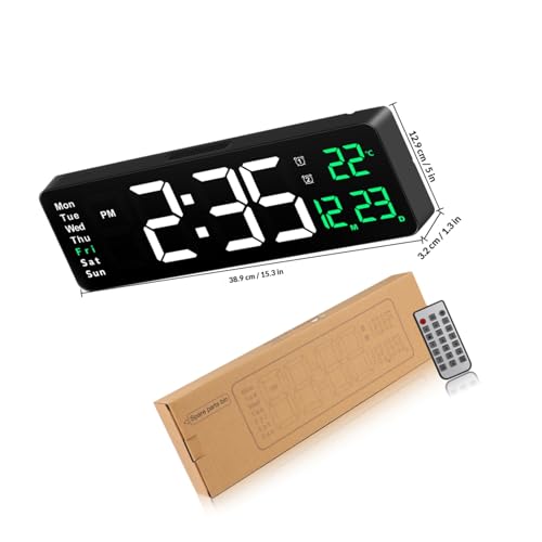 Horloge murale LED numérique télécommandée à luminosité réglable - 3