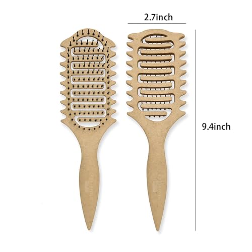 Image of Combelle Curl Defining Brush - 24 cm Vented Detangling & Volumizing Hair Brush for Curly Hair - Vegan Boar Bristles, Ergonomic Handle, Reduces Frizz & Defines Curls (Beige)