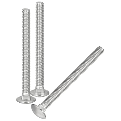 Image of uxcell 1 /4-20x2-1 /2 Carriage Bolt, 10pcs Round Head Square Neck Screws, 304 Stainless Steel, Fully Threaded, Silver
