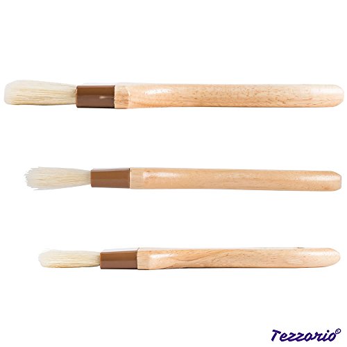 3-Piece Pastry Brush Set, 1-Inch, 2-Inch, 3-Inch Width Natural Boar Bristle Pastry Brushes, Lacquered Hardwood Basting Brushes, Cooking / Baking Brushes - Thumbnail 2