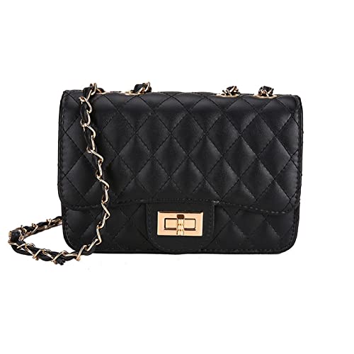 Jopchunm Bolsas de designer pequenas bolsas transversais bolsa clutch de couro acolchoada para mulheres, Preto, Small