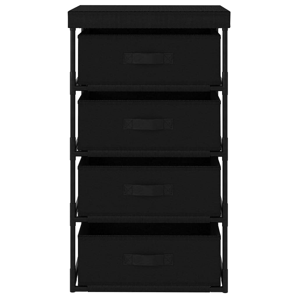 Armadietto Portaoggetti con 4 Cestini Tessuto Nero 45x38x80cm