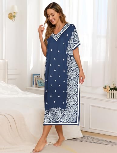 Image of Bloggerlove Women's Caftan Nightgown with Pockets, Long House Dress