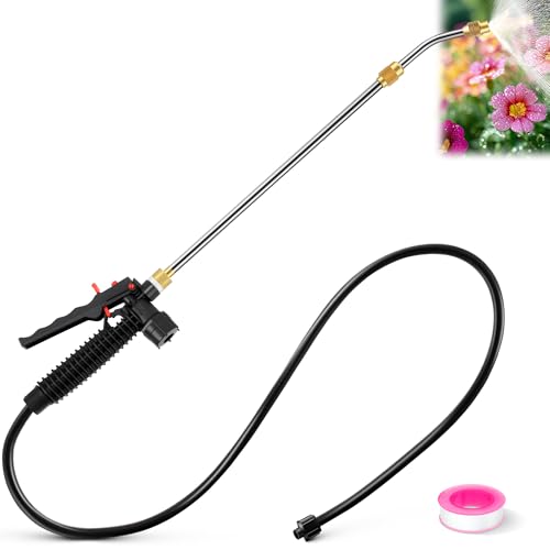 Enhon Replacement Sprayer Wand Compatible with PetraTools & Greenworks Retractable 29 Stainless Steel Pump Action Pressure Sprayer with Adjustable Nozzle Trigger Wand & Hose