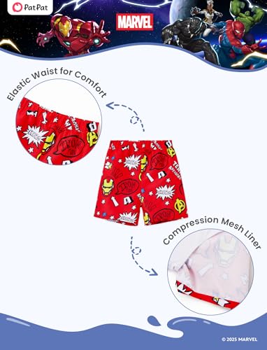 Image of Disney Marvel Spiderman Swimsuit Rash Guard Shirt & Swim Trunks Stitch Boys Swim Set UPF 50+ Summer Kids Bathing Suit 3M-13T