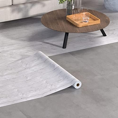 Oxdigi Peel and Stick Vinyl Flooring Roll 24x 393 inch Self Adhesive Vinyl Floor Tiles Wood Plank Look Flooring, Waterproof Wear-Resistant for Living Room Bedroom Kitchen RV, White Wood, 64 Sq.Ft
