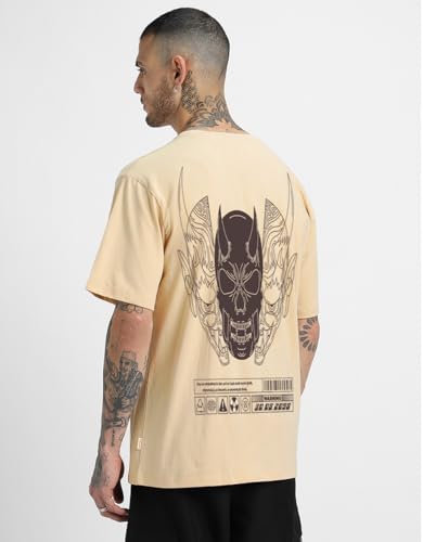 Image of Veirdo Cotton Drop Shoulder Round Neck Oversized Baggy Fit Front & Back Graphic Printed Half Sleeve T-Shirt Men (Available in from S to 2XL)