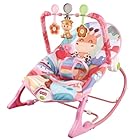 Cadeira de Balanço para Bebê com Brinquedos Móbile Musical Assento Acolchoado Rosa