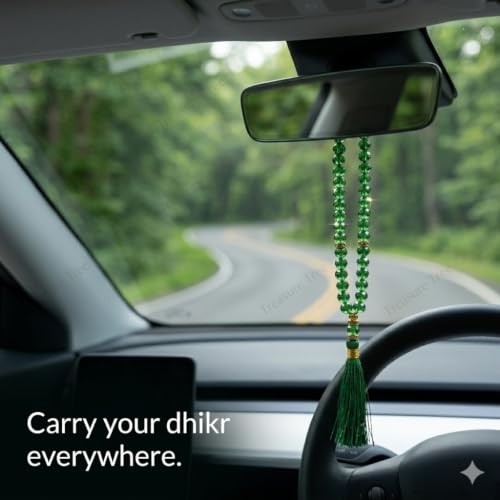 Image of Islamic Salat Prayer Tasbih - 100 Crystal White Beads - Tasbeeh for Dhikr, Zikr, and Meditation (Green)