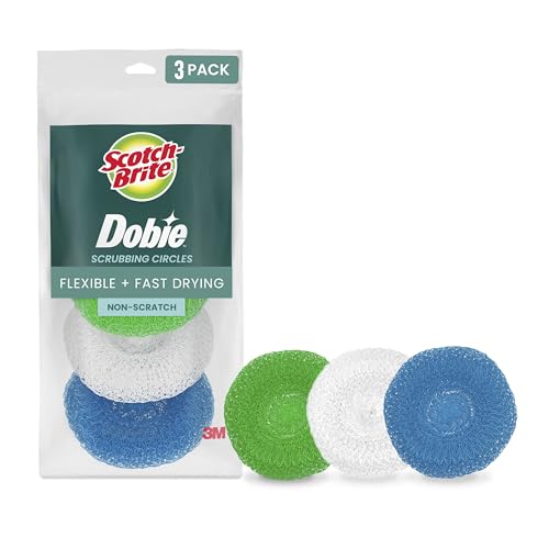Scotch-Brite Non-Scratch Plastic Scrubbing Pads Cleans Dishes Without Scratching 3 Scrubbing Pads