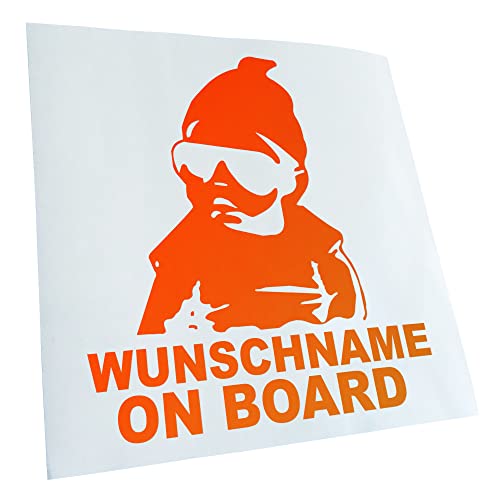 Kiwistar - Adhesivo para coche - Nombre deseado en la tabla Baby - Naranja neón - 24 cm de altura - Pegatinas para coche, portátil, bicicleta, camión, motocicleta multicolor JDM Decal Racing