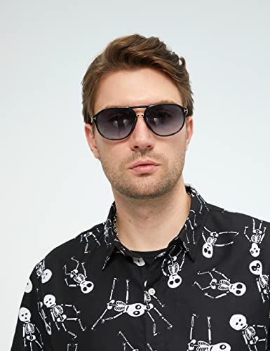 Sslr-Halloween-Shirts-For-Men-Skeleton Shirt Pumpkins Button Up Short Sleeve Causal Lightweight(X-Large, Black(293)) #TOP2