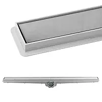 Ralo Linear Oculto Invisível Inteligente Sifonado para Banheiro Grelha em Inox 6x70cm (Cinza)