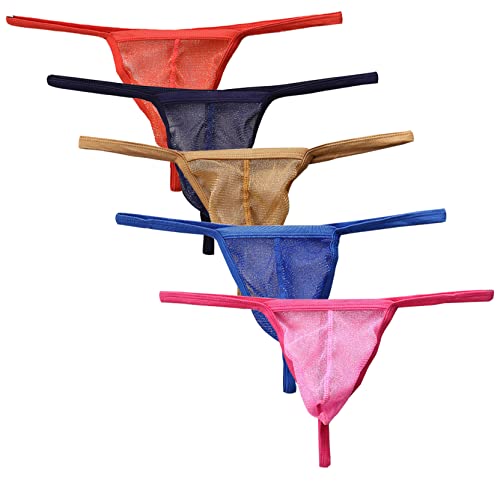 Men's Thongs Underwear See Through G-Strings Low Rise Sexy T Back Bikini