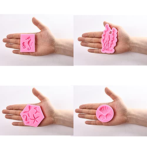 Gelifatle Mermaid Theme Cake Mold, Mermaid, Shell, Seaweed, Coral Silicone Mold Cupcake Toppers Mold For Candy,Chocolate,Fondant,Polymer Clay,Crafting Projects & Cake Decoration #TOP5