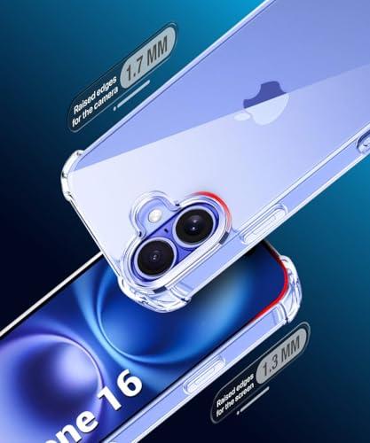 Image of WOW IMAGINE Clear Back Cover Case for iPhone 16 | Shockproof Soft TPU Case | Cushioned Edges for Ultimate Protection Back Cover Case - Transparent