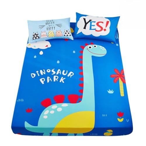 Satin-Bettlaken, Seidenbettwäsche, Komfort-Bettwäsche, Spannbettlaken, elastisches, pflegeleichtes, weiches Baumwollbettlaken mit Falten und Verblassen(Blue,150x200+25cm)