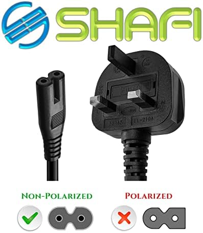 SHAFI® 3M Figure 8 Power Lead - 2-Pin IEC C7 Universal 3-Pin UK Plug Power Cable - Compatible Figure 8 Mains Power Adapter Charger Cable UK Samsung LG Sony TV - BS1363 to IEC 60320C7 - Black